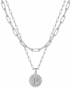 Simple Style Letter P Stainless Steel Plating Layered Necklaces