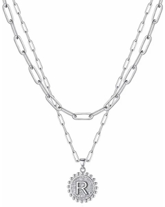 Simple Style Letter R Stainless Steel Plating Layered Necklaces