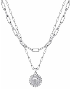 Simple Style Letter T Stainless Steel Plating Layered Necklaces