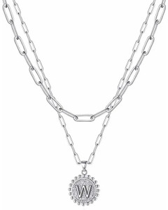 Simple Style Letter W Stainless Steel Plating Layered Necklaces
