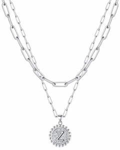 Simple Style Letter Z Stainless Steel Plating Layered Necklaces