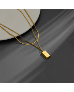 Classic Style Rectangle Titanium Steel Plating Layered Necklaces