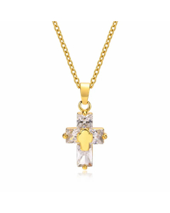 INS Style Casual Cross Stainless Steel Plating Inlay Zircon 18K Gold Plated Necklace Pendant
