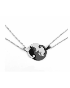Cute Simple Style Cat Titanium Steel Pendant Necklace-Black-01