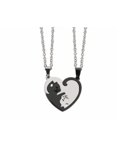 Cute Simple Style Cat Titanium Steel Pendant Necklace-Black-02