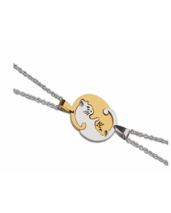 Cute Simple Style Cat Titanium Steel Pendant Necklace-Gold Color-01
