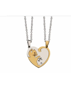 Cute Simple Style Cat Titanium Steel Pendant Necklace-Gold Color-02
