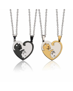 Cute Simple Style Cat Titanium Steel Pendant Necklace_colorza_1