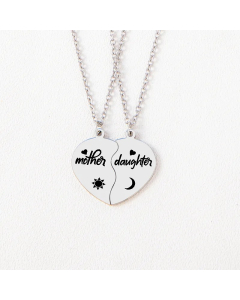 Casual MAMA Simple Style Letter Heart Shape Stainless Steel Carving Pendant Necklace