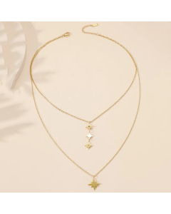 Simple Style Star Titanium Steel Plating 18K Gold Plated Layered Necklaces