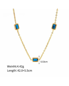 INS Style Simple Style Rectangle Stainless Steel Plating Inlay Zircon Gold Plated Long Necklace 