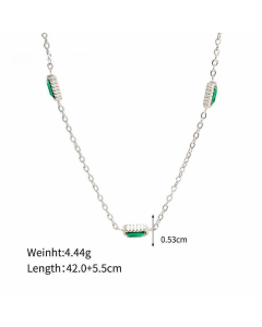 INS Style Simple Style Rectangle Stainless Steel Plating Inlay Zircon Gold Plated Long Necklace 