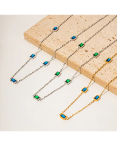 INS Style Simple Style Rectangle Stainless Steel Plating Inlay Zircon Gold Plated Long Necklace Necklace_colorza_4