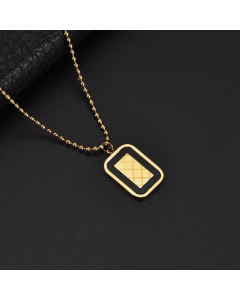 Elegant Retro Rectangle Titanium Steel Plating Inlay Shell 18K Gold Plated Pendant Necklace Long Necklace_colorza_3