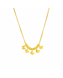 INS Style Casual Tree Butterfly Daisy Titanium Steel Plating 18K Gold Plated Pendant Necklace