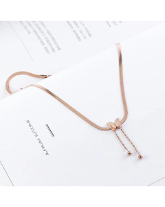 Rose Gold Color Butterfly Titanium Steel Tassel Plating Necklace