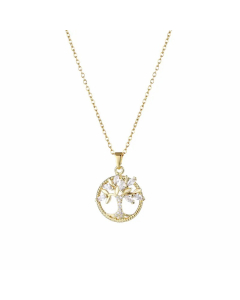 Simple Style Tree Stainless Steel Plating Inlay Zircon Necklace