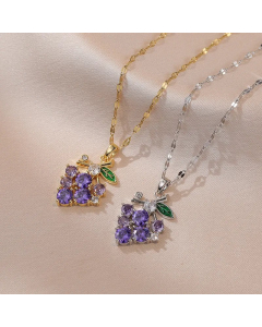 INS Style Modern Style Grape Titanium Steel Inlay Zircon Pendant Necklace