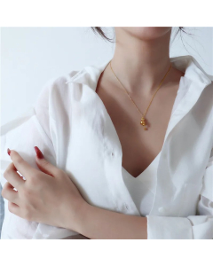 Gold Color Gourd Titanium Steel Plating Pendant Necklace