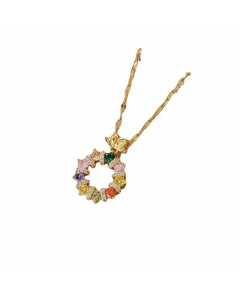 Basic Retro Geometric Titanium Steel Inlay Zircon Pendant Necklace