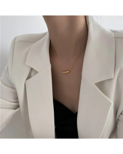Gold Color Basic Commute Geometric Titanium Steel Necklace