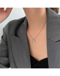 Steel Color Round Letter Titanium Steel Plating Pendant Necklace