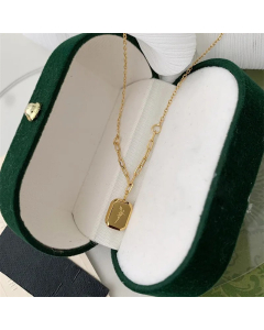Gold Color Lady Square Titanium Steel Pendant Necklace