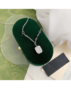 Steel Color Lady Square Titanium Steel Pendant Necklace