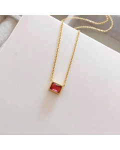 Elegant Classic Style Streetwear Square Stainless Steel Plating Inlay Artificial Gemstones 18K Gold Plated Pendant Necklace