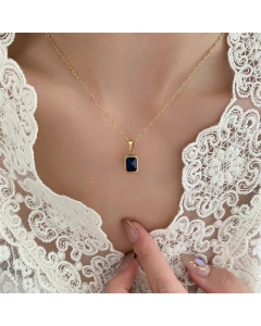 Simple Style Square Stainless Steel Inlay Zircon Pendant Necklace