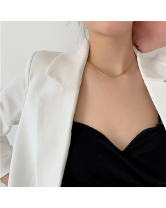 Gold Color Cuban Chain Titanium Steel Plating Necklace