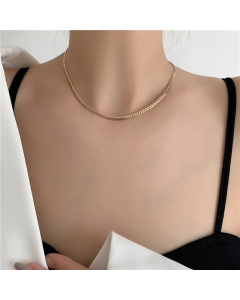 Rose Gold Color Cuban Chain Titanium Steel Plating Necklace