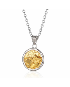 Casual Hip-Hop Poker Dice Titanium Steel Plating Pendant Necklace Long Necklace