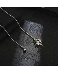 Casual Simple Style Cross Moon Titanium Steel Inlay Zircon Pendant Necklace Long Necklace