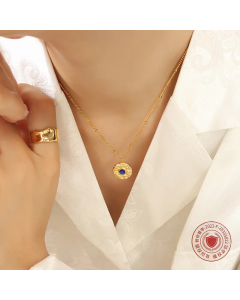 Retro Round Opal Titanium Steel Plating Inlay Opal Pendant Necklace