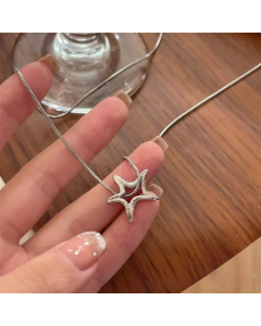 Casual Simple Style Pentagram Alloy Titanium Steel Plating Hollow Out Necklace
