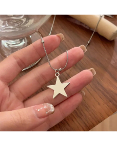 Simple Style Pentagram Alloy Titanium Steel Plating Hollow Out Necklace