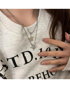 Casual Simple Style Pentagram Alloy Titanium Steel Plating Hollow Out Necklace