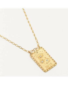 Fashion Star Moon Eye Stainless Steel Plating Inlay Zircon 18K Gold Plated Pendant Necklace