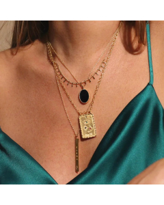 Casual Retro Star Moon Eye Stainless Steel Plating Inlay Zircon 18K Gold Plated Pendant Necklace