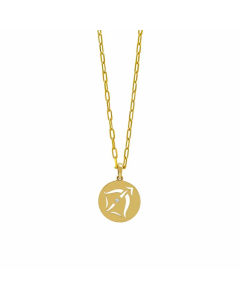 Wholesale Constellation Stainless Steel Necklace Hollow Out Inlaid Zircon Pendant Necklace