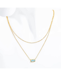 Wholesale Stainless Steel Necklace Rectangle Plating Inlaid Birthstone Zircon Layered Necklaces
