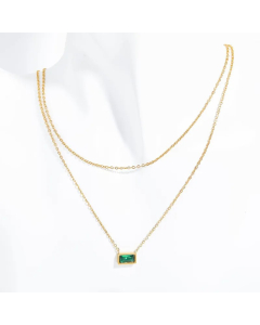 Wholesale Stainless Steel Necklace Rectangle Plating Inlaid Birthstone Zircon Layered Necklaces