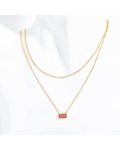 Wholesale Stainless Steel Necklace Rectangle Plating Inlaid Birthstone Zircon Layered Necklaces