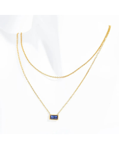 Wholesale Stainless Steel Necklace Rectangle Plating Inlaid Birthstone Zircon Layered Necklaces