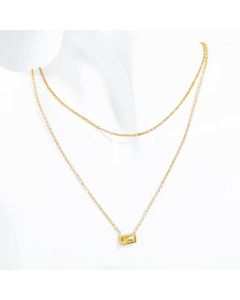 Wholesale Stainless Steel Necklace Rectangle Plating Inlaid Birthstone Zircon Layered Necklaces