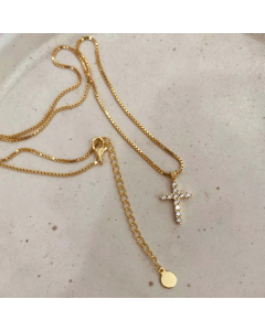Retro Simple Style Cross Stainless Steel Plating Inlay Zircon 18K Gold Plated Pendant Necklace