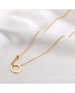 Colorza Lady Simple Style Number Titanium Steel Plating Pendant Necklace-Rose Gold Color