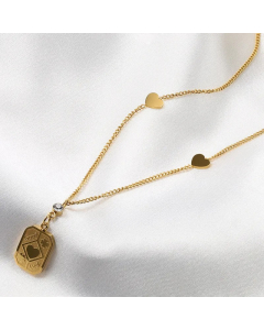 Simple Style Letter Heart Shape Titanium Steel Plating Pendant Necklace