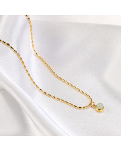 Titanium Steel Inlay Artificial Gemstones Round Pendant Necklace